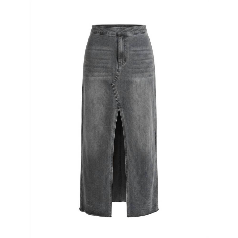 NEW PRETTY GARBAGE women's denim maxi skirt in washed black